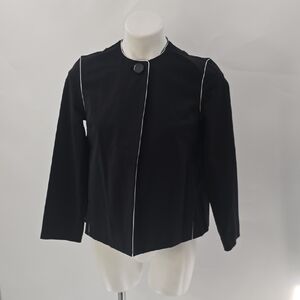 Lafayette 148 New York Black Blazer with White Piping